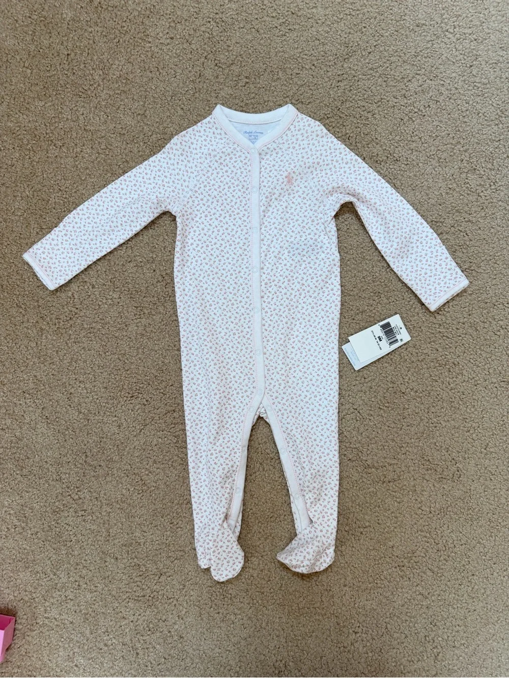 Ralph Lauren Floral Cotton Footed Snap PJ 9 months